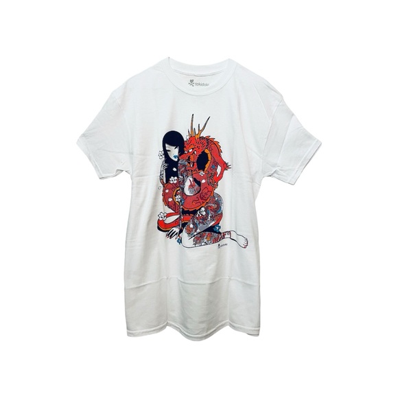 NEW Tokidoki Men’s X-Large Shirt Sexy Asian Tattoo Girl Japanese Dragon Tee NWT - Picture 2 of 3